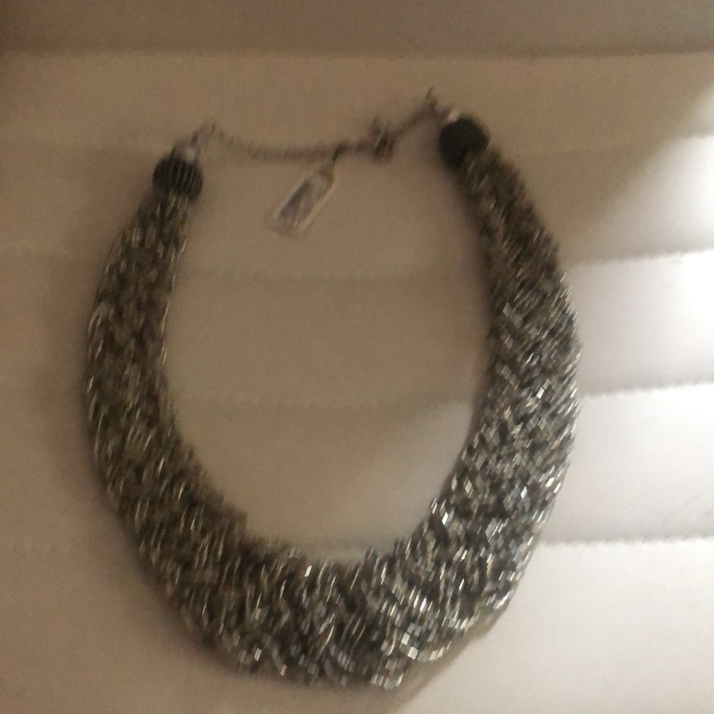 Vintage Silver shiny beaded necklace never worn tags still on